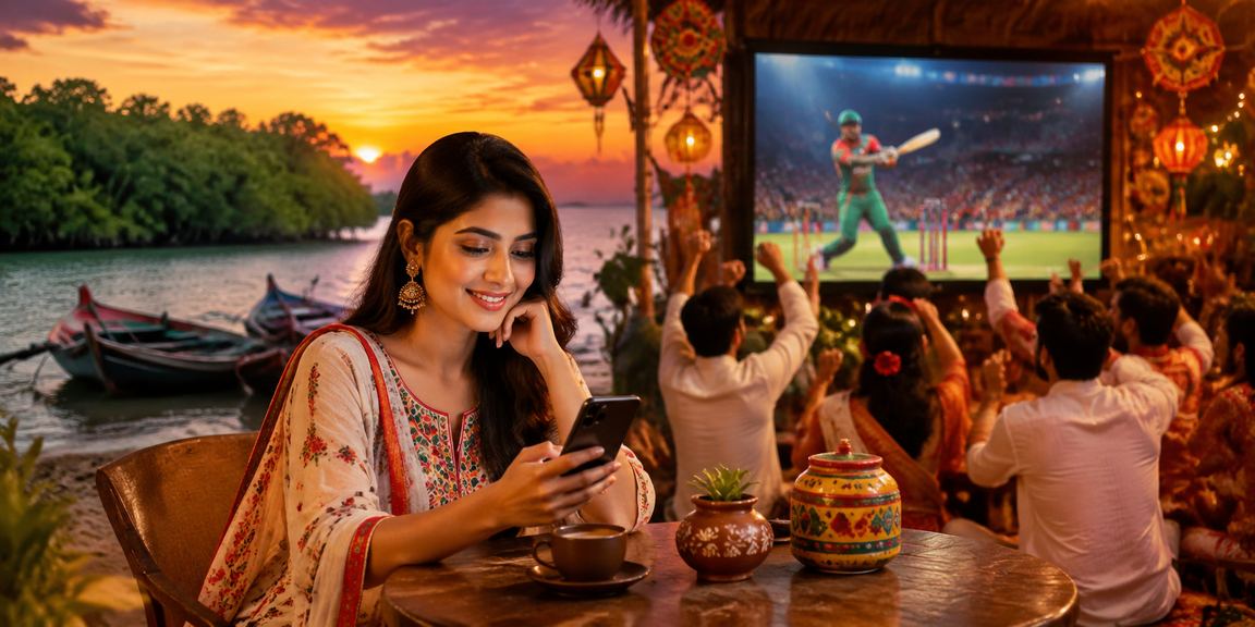 সুন্দরবনে ক্রিকেট বেটিং উৎসবের দৃশ্য